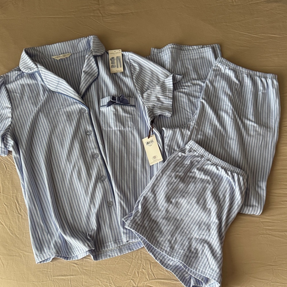 Laura Ashley Blue Striped Pajama Set